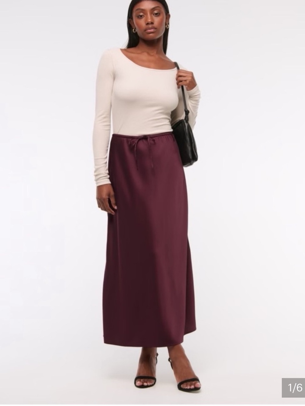 Abercrombie & Fitch Burgundy Satin Maxi Skirt